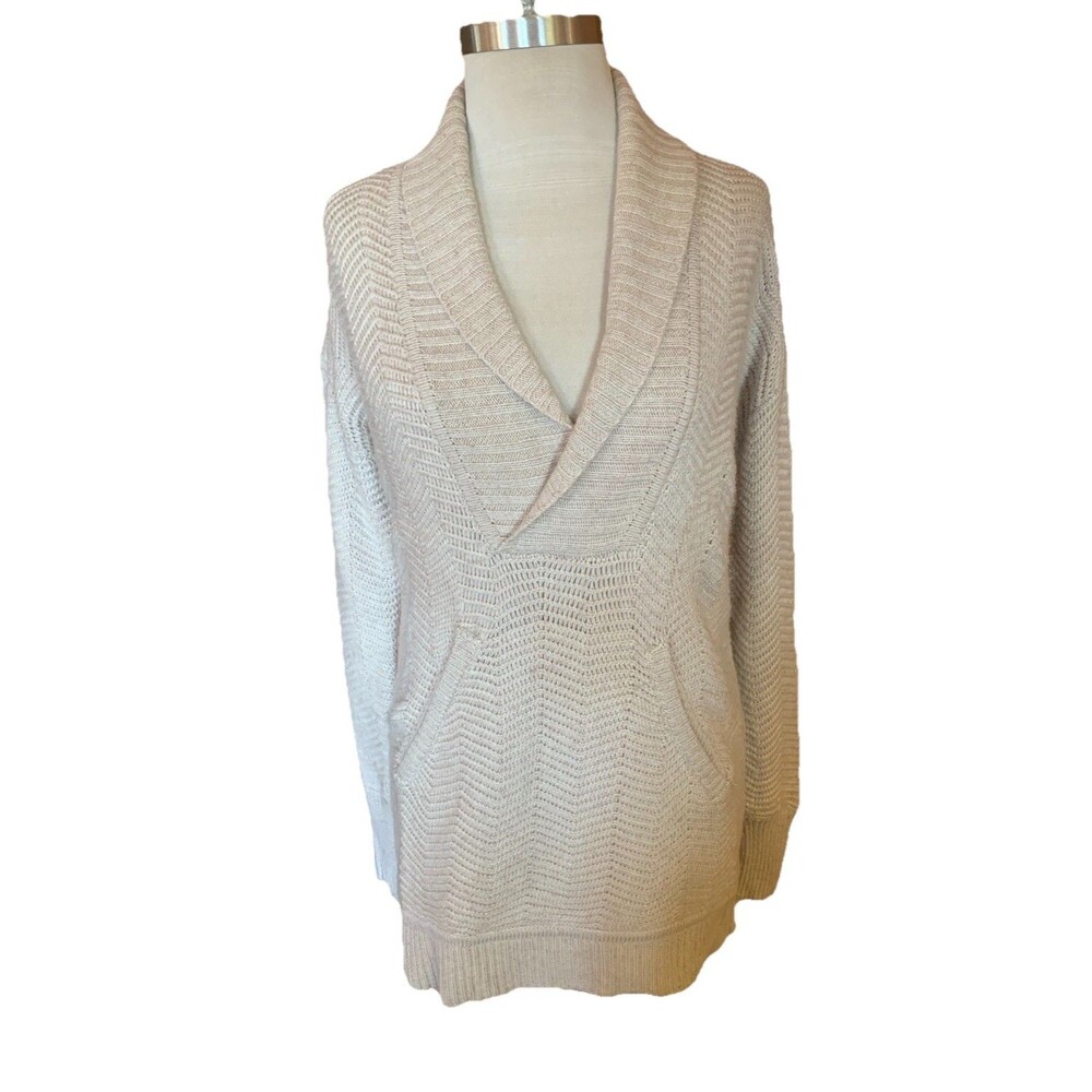 Angora Blend Shawl Neck Fisherman Sweater Sz Small/Runs Large Cozy Relaxed Soft